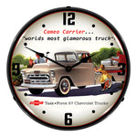 Collectable Sign and Clock 1957 Chevrolet Cameo Truck Backlit Wall Clock-GM1801825-Garage Giant 