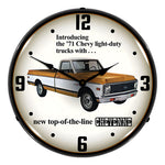 Collectable Sign and Clock 1971 Chevrolet Truck Backlit Wall Clock-GM1801826-Garage Giant 
