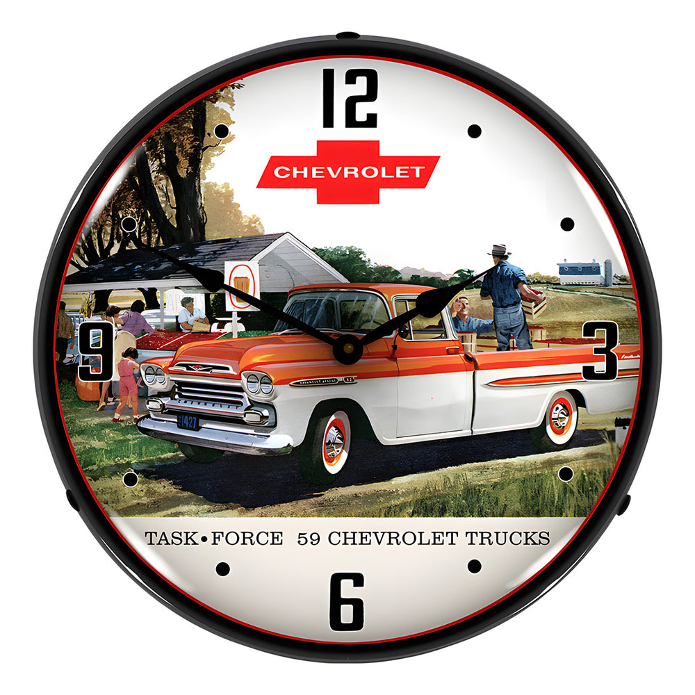 Collectable Sign and Clock 1959 Chevrolet Task Force Truck Backlit Wall Clock-GM1801828-Garage Giant