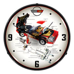 Collectable Sign and Clock C4 Corvette Tech Backlit Wall Clock-GM1801830-Garage Giant 