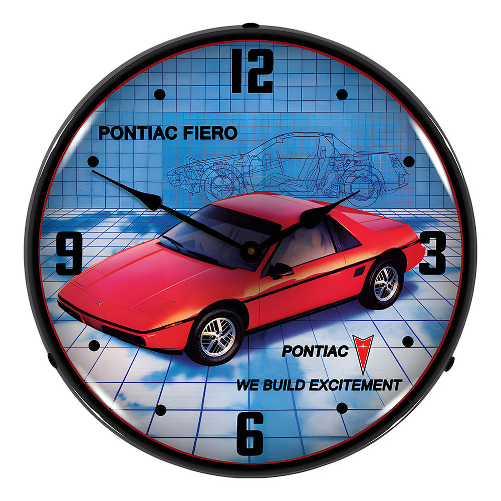 Collectable Sign and Clock 1984 Pontiac Fiero Backlit Wall Clock-GM1801831-Garage Giant