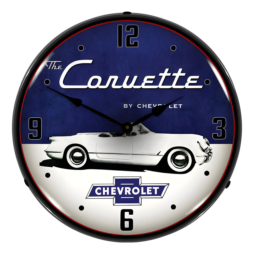 Collectable Sign and Clock 1954 Corvette Backlit Wall Clock-GM1802835-Garage Giant