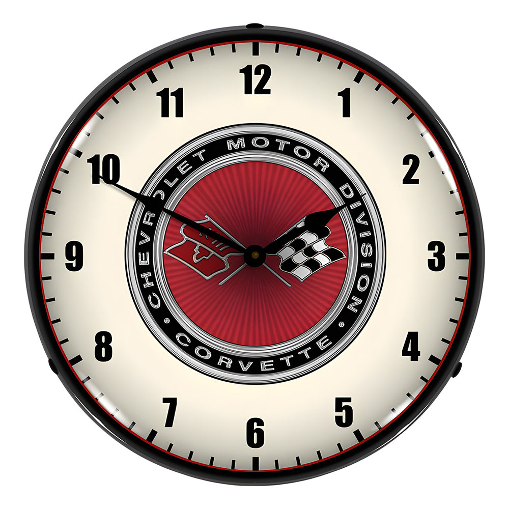 Collectable Sign and Clock C3 Corvette 68-82 Backlit Wall Clock-GM1802840-Garage Giant