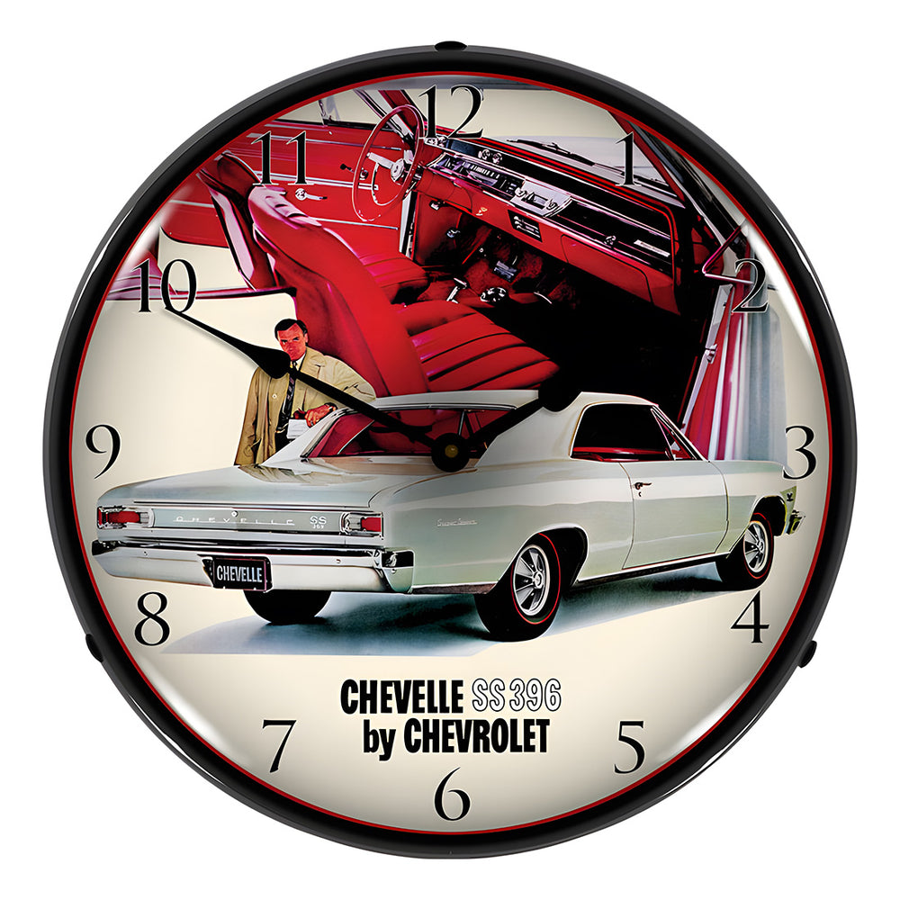 Collectable Sign and Clock 1966 Chevelle SS 396 RI Backlit Wall Clock-GM1802842-Garage Giant