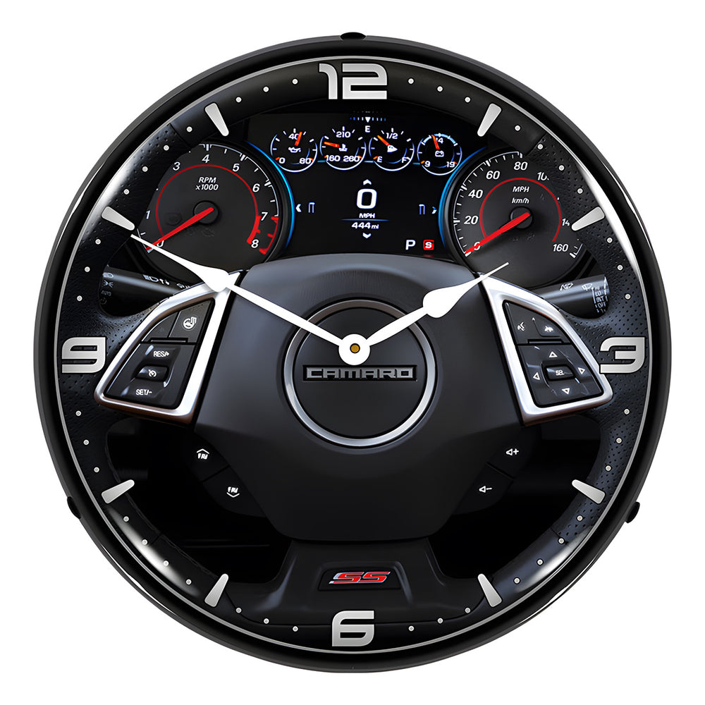 Collectable Sign and Clock 2017 Camaro Dashboard Backlit Wall Clock-GM1907709-Garage Giant