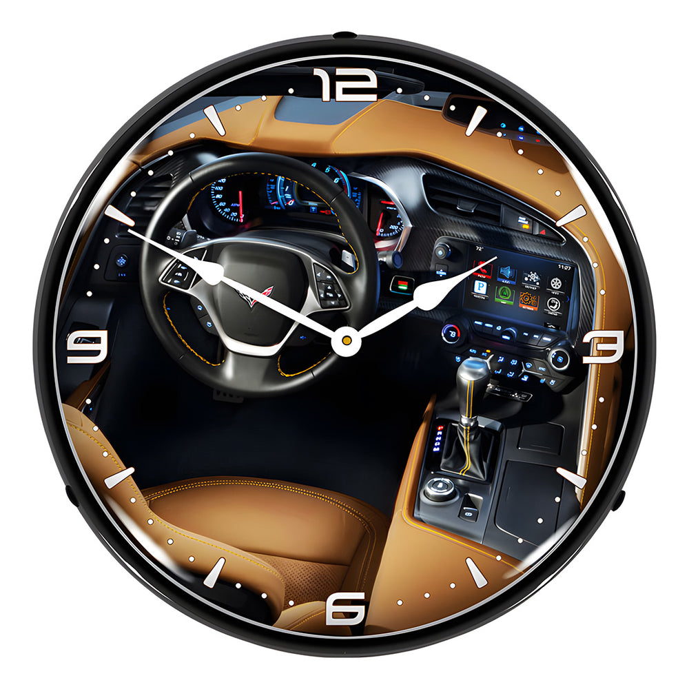 Collectable Sign and Clock C7 Corvette Dash Backlit Wall Clock-GM19081012-Garage Giant