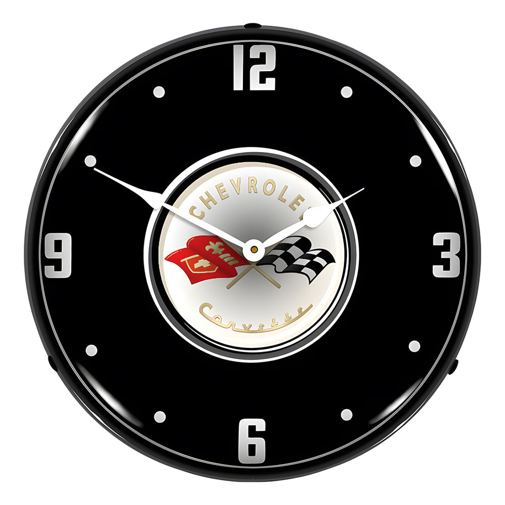Collectable Sign and Clock C1 Corvette Black Tie Backlit Wall Clock-GM19091015-Garage Giant