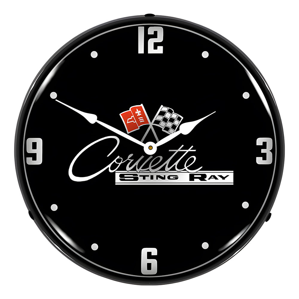 Collectable Sign and Clock C2 Corvette Black Tie Backlit Wall Clock-GM19091016-Garage Giant