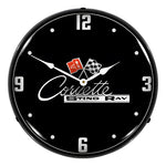 Collectable Sign and Clock C2 Corvette Black Tie Backlit Wall Clock-GM19091016-Garage Giant 