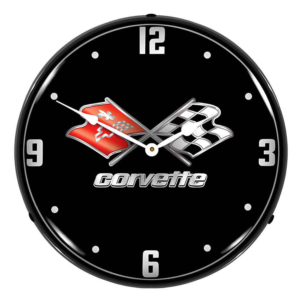 Collectable Sign and Clock C3 Corvette Black Tie Backlit Wall Clock-GM19091017-Garage Giant