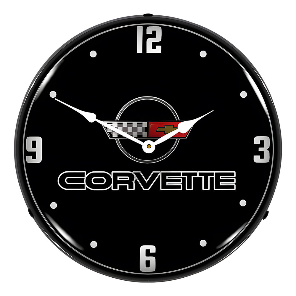 Collectable Sign and Clock C4 Corvette Black Tie Backlit Wall Clock-GM19091018-Garage Giant