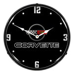 Collectable Sign and Clock C4 Corvette Black Tie Backlit Wall Clock-GM19091018-Garage Giant 