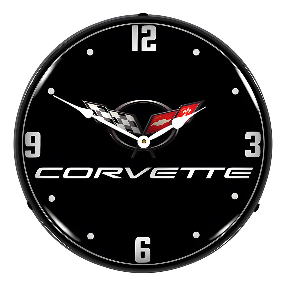 Collectable Sign and Clock C5 Corvette Black Tie Backlit Wall Clock-GM19091019-Garage Giant