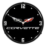 Collectable Sign and Clock C6 Corvette Black Tie Backlit Wall Clock-GM19091020-Garage Giant 