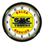 Collectable Sign and Clock GMC Trucks Sales Service Backlit Wall Clock-GM23031372-Garage Giant 