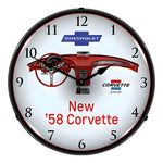 Collectable Sign and Clock 1958 Corvette Dash Backlit Wall Clock-GM23031377-Garage Giant 
