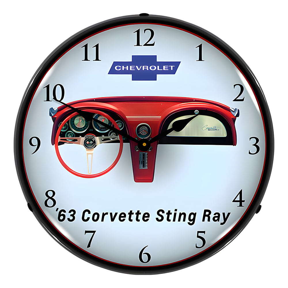 Collectable Sign and Clock 1963 Corvette Dash Backlit Wall Clock-GM23031379-Garage Giant
