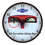 Collectable Sign and Clock 1963 Corvette Dash Backlit Wall Clock-GM23031379-Garage Giant 