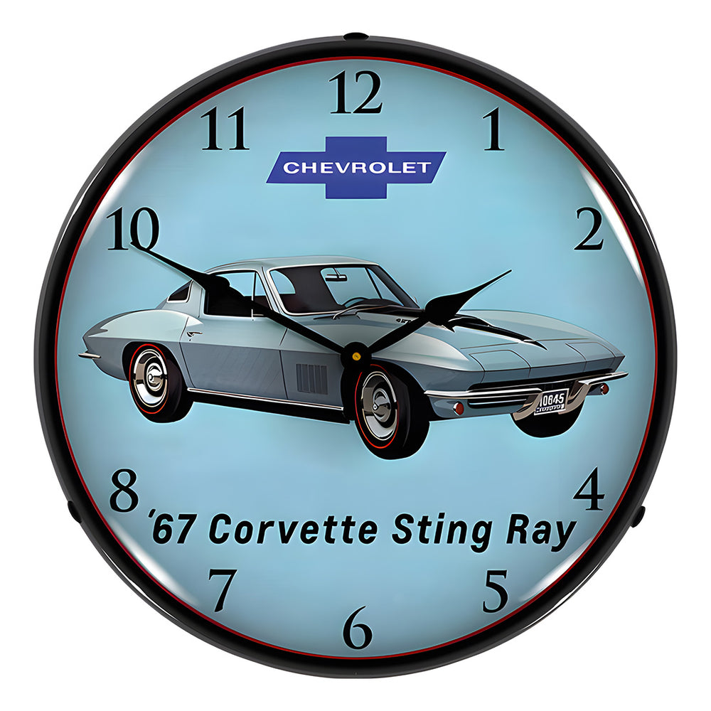 Collectable Sign and Clock 1967 Corvette Backlit Wall Clock-GM23031382-Garage Giant