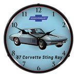 Collectable Sign and Clock 1967 Corvette Backlit Wall Clock-GM23031382-Garage Giant 