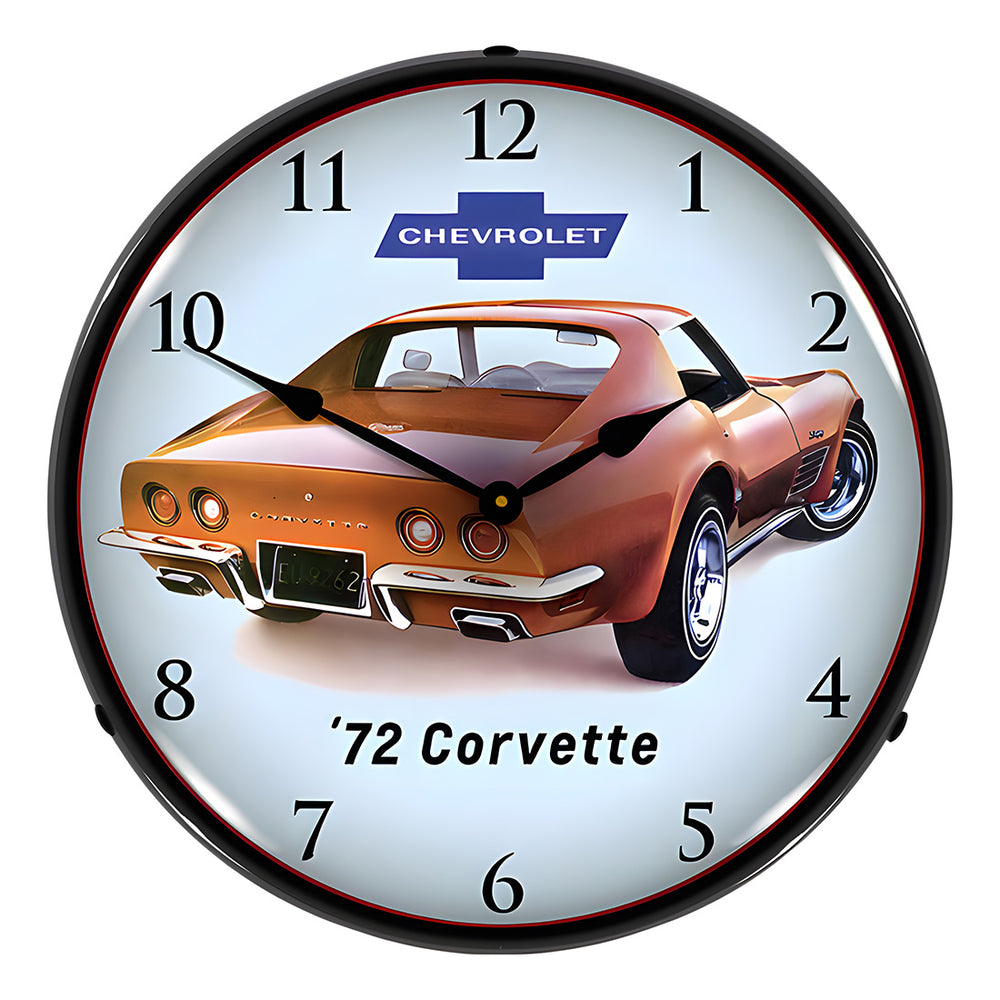 Collectable Sign and Clock 1972 Corvette Backlit Wall Clock-GM23031383-Garage Giant