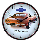 Collectable Sign and Clock 1972 Corvette Backlit Wall Clock-GM23031383-Garage Giant 