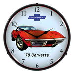Collectable Sign and Clock 1970 Corvette Backlit Wall Clock-GM23041385-Garage Giant 
