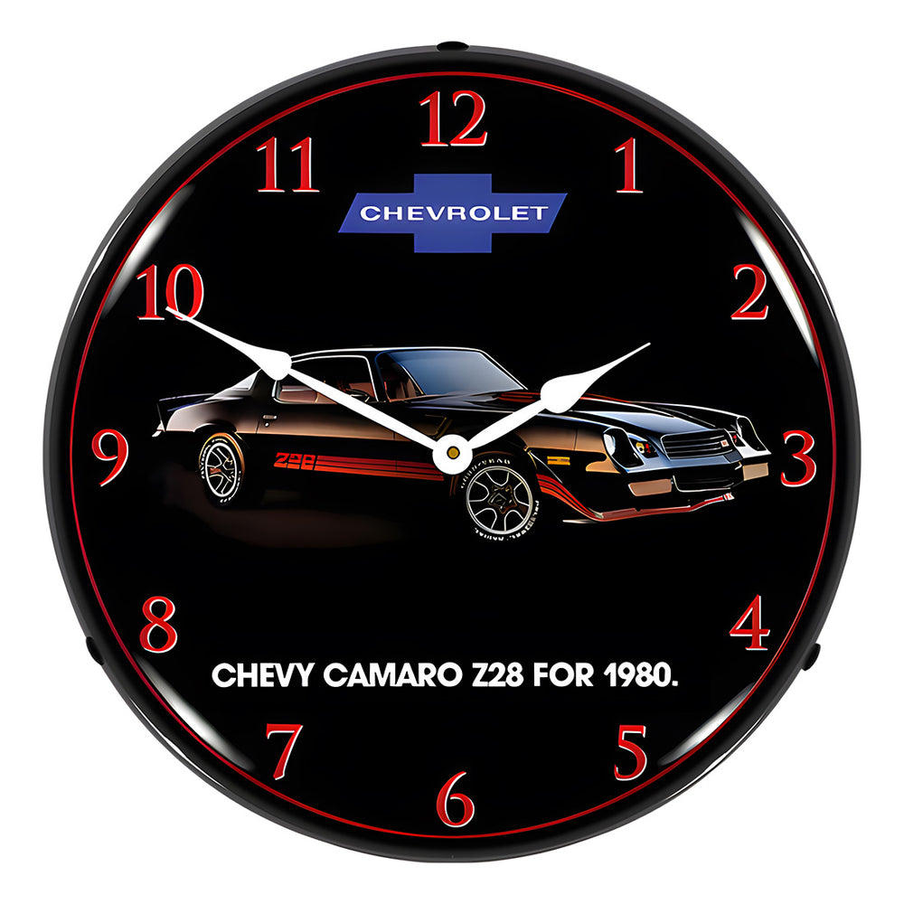Collectable Sign and Clock 1980 Z28 Camaro Backlit Wall Clock-GM23041386-Garage Giant