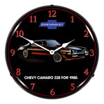 Collectable Sign and Clock 1980 Z28 Camaro Backlit Wall Clock-GM23041386-Garage Giant 