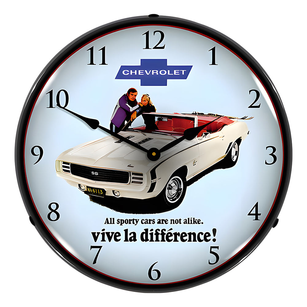 Collectable Sign and Clock 1969 RS SS Camaro Convertible Backlit Wall Clock-GM23041387-Garage Giant