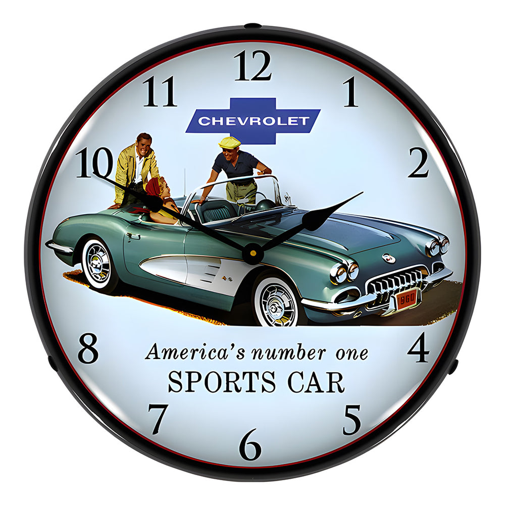 Collectable Sign and Clock 1960 Corvette Backlit Wall Clock-GM23041402-Garage Giant