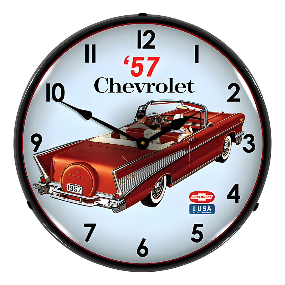 Collectable Sign and Clock 1957 Chevy Convertible Backlit Wall Clock-GM23041403-Garage Giant