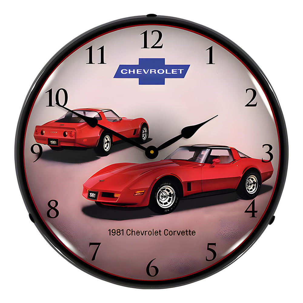 Collectable Sign and Clock 1981 Corvette Backlit Wall Clock-GM23041406-Garage Giant