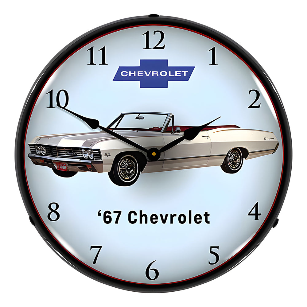 Collectable Sign and Clock 1967 Impala Convertible Backlit Wall Clock-GM23041407-Garage Giant