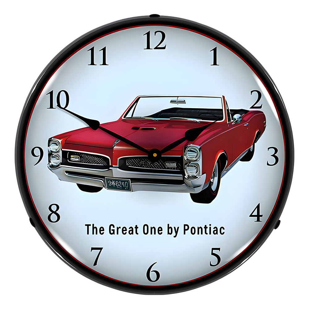 Collectable Sign and Clock 1967 Pontiac GTO Convertible Backlit Wall Clock-GM23041408-Garage Giant