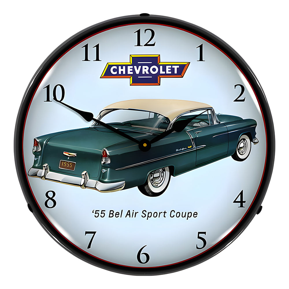 Collectable Sign and Clock 1955 Bel Air Sport Coupe Backlit Wall Clock-GM23041412-Garage Giant
