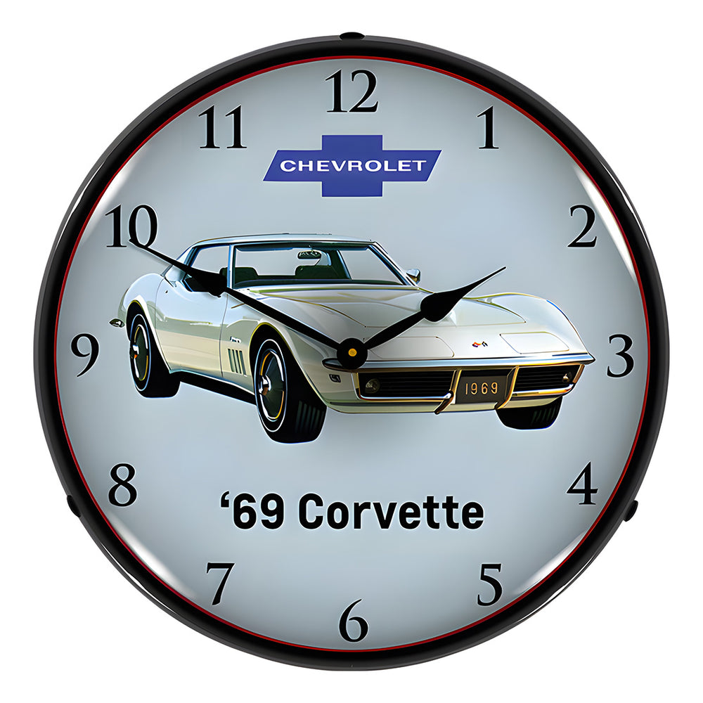 Collectable Sign and Clock 1969 Corvette Backlit Wall Clock-GM23041415-Garage Giant