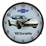Collectable Sign and Clock 1969 Corvette Backlit Wall Clock-GM23041415-Garage Giant 