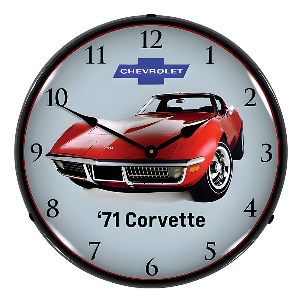Collectable Sign and Clock 1971 Corvette Backlit Wall Clock-GM23041417-Garage Giant