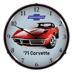 Collectable Sign and Clock 1971 Corvette Backlit Wall Clock-GM23041417-Garage Giant 