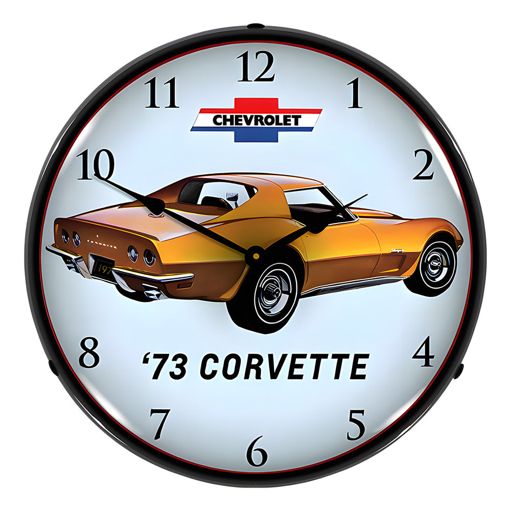 Collectable Sign and Clock 1973 Corvette Backlit Wall Clock-GM23041422-Garage Giant