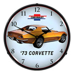 Collectable Sign and Clock 1973 Corvette Backlit Wall Clock-GM23041422-Garage Giant 