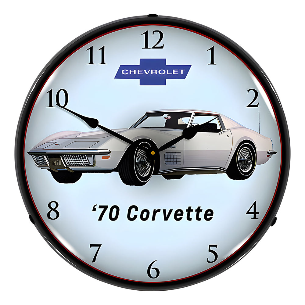 Collectable Sign and Clock 1970 Corvette Backlit Wall Clock-GM23041424-Garage Giant