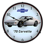 Collectable Sign and Clock 1970 Corvette Backlit Wall Clock-GM23041424-Garage Giant 