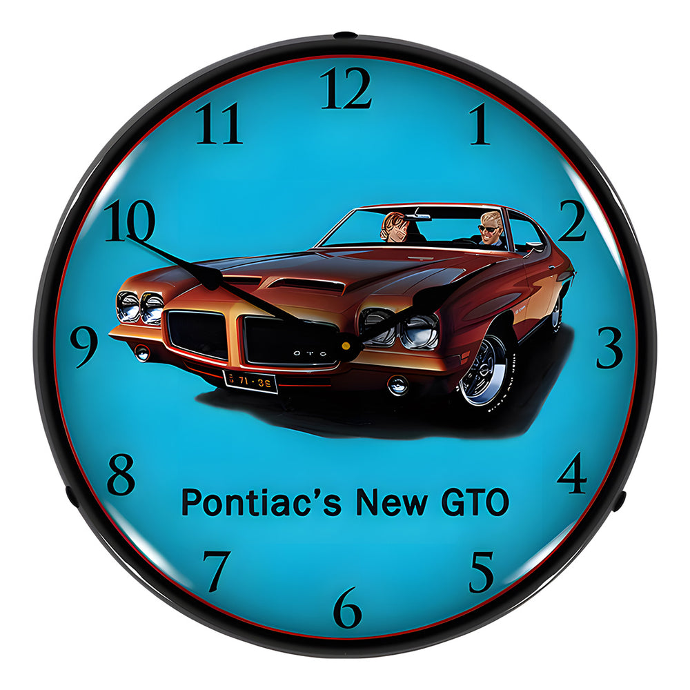 Collectable Sign and Clock 1971 Pontiac GTO Backlit Wall Clock-GM23041429-Garage Giant