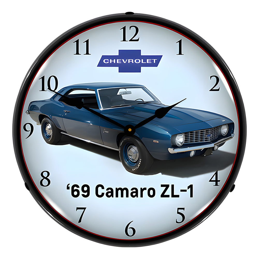 Collectable Sign and Clock 1969 Camaro ZL-1 Backlit Wall Clock-GM23051441-Garage Giant