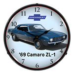 Collectable Sign and Clock 1969 Camaro ZL-1 Backlit Wall Clock-GM23051441-Garage Giant 