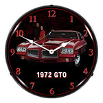 Collectable Sign and Clock 1972 GTO Backlit Wall Clock-GM23051443-Garage Giant 