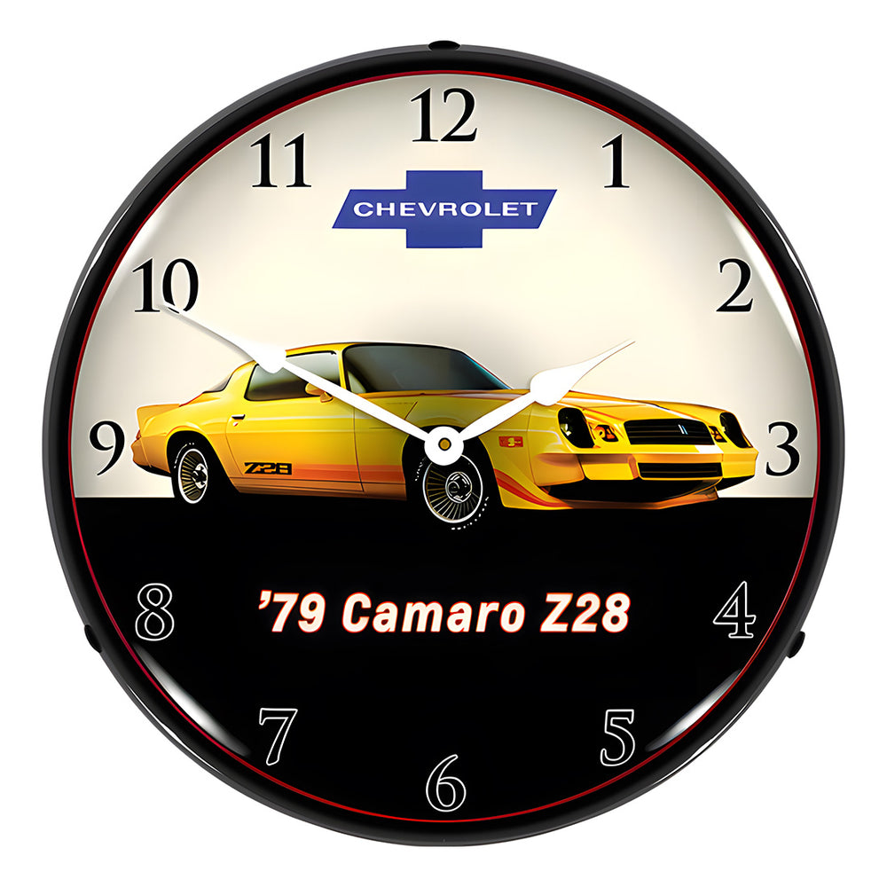 Collectable Sign and Clock 1969 Z28 Camaro Backlit Wall Clock-GM23051454-Garage Giant