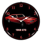 Collectable Sign and Clock 1968 Pontiac GTO Backlit Wall Clock-GM23051460-Garage Giant 